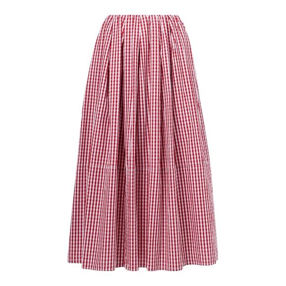 Faithfull 'Solinas' Red Cotton Gingham Midi Skirt Size 4